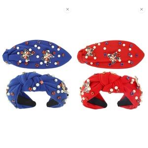 918. American flag butterfly themed headband red blue